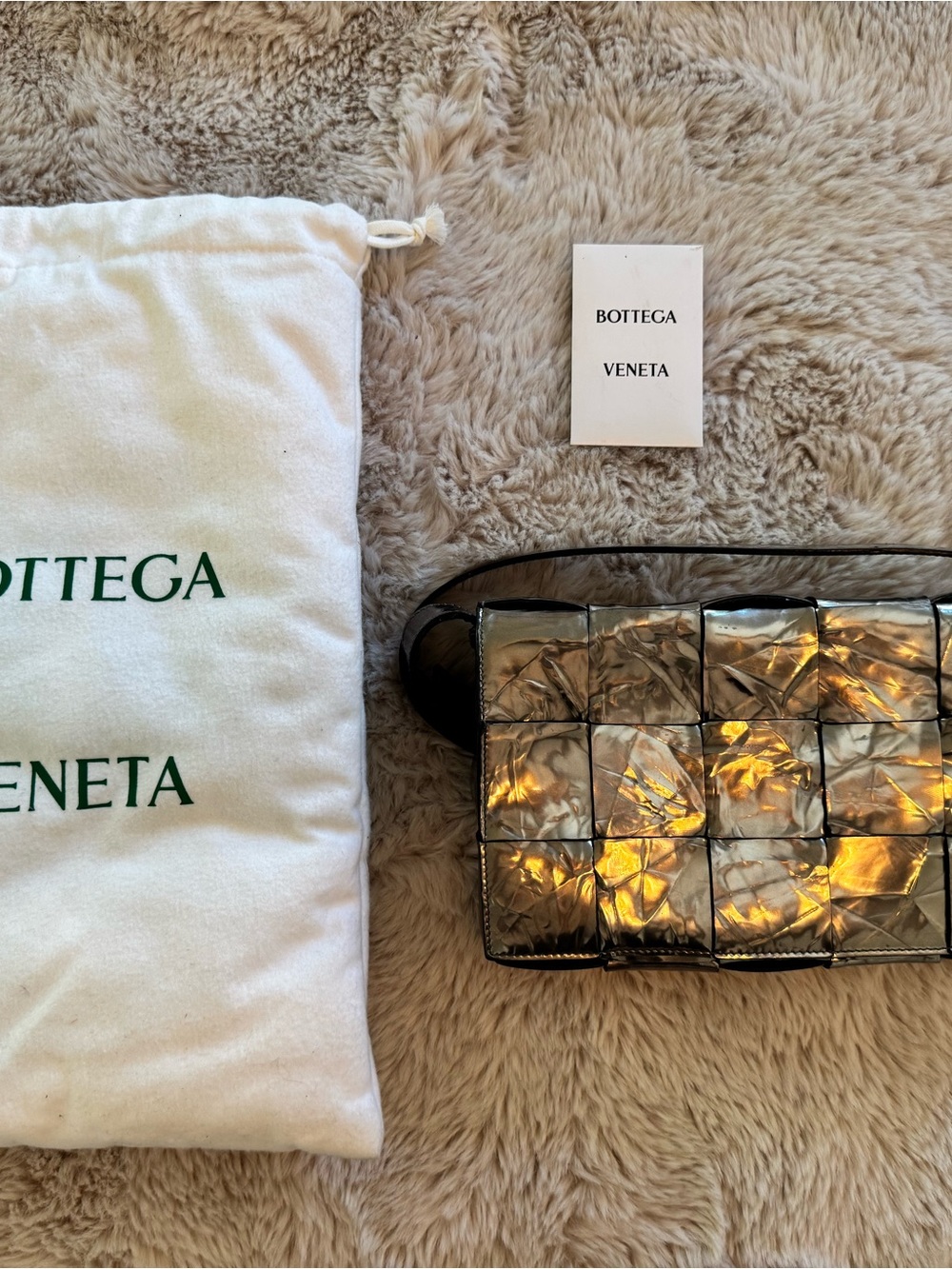 Bottega Veneta Metallic Silver Woven Intrecciato Cassette Crossbody - Picture 9 of 13